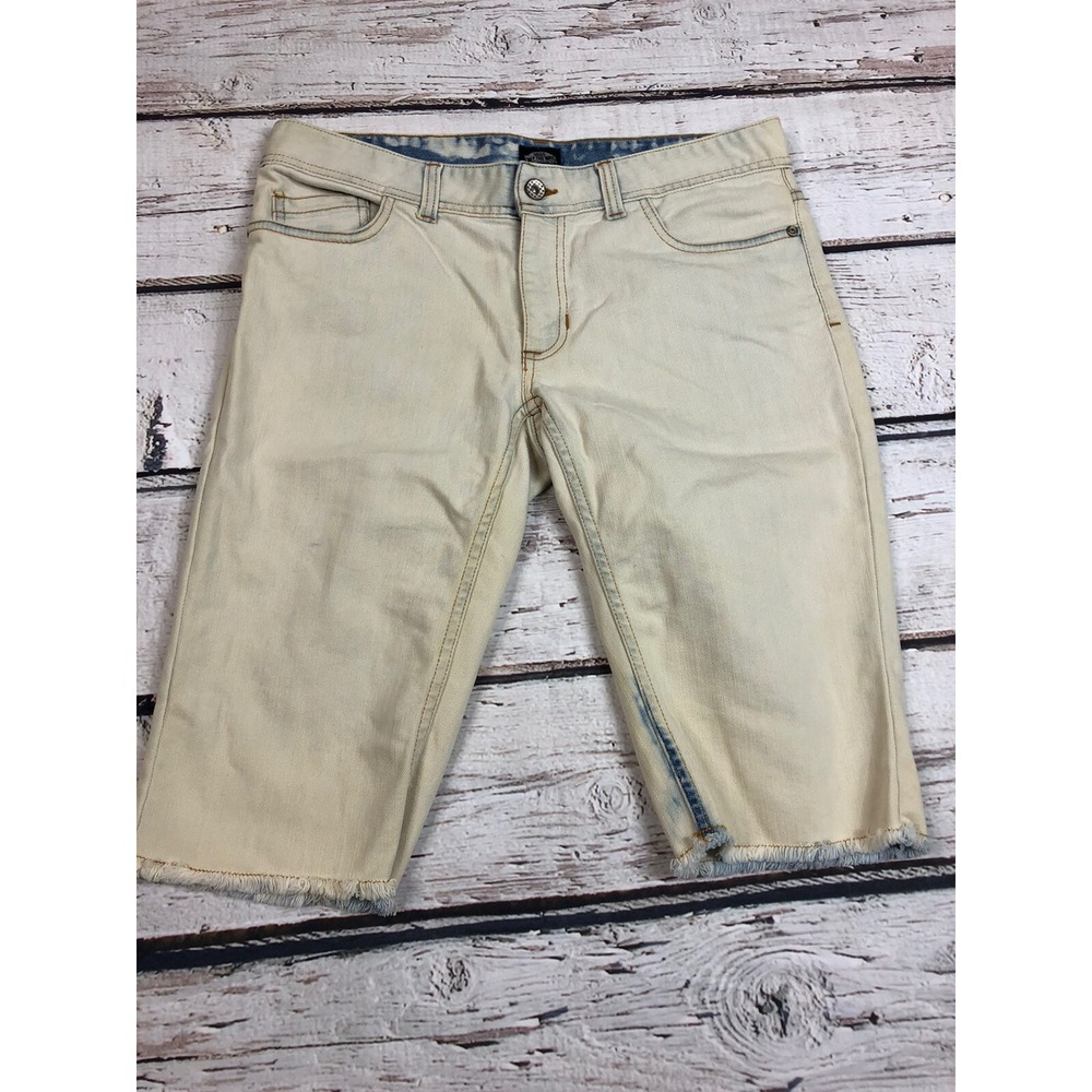 VANS Womens Size 11 Bleached Denim Cutoff Bermuda Shorts Off White Cream
